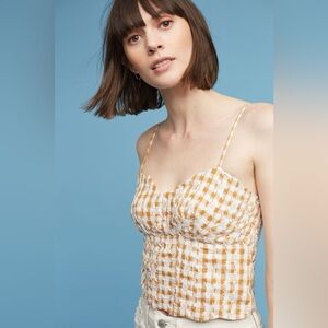 Anthropologie Scalloped Crop Top By Maeve Neutral Motif